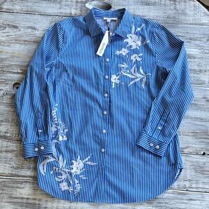 NWT, Chico’s no iron striped tunic shirt, Chico’s size 2, size 12/14